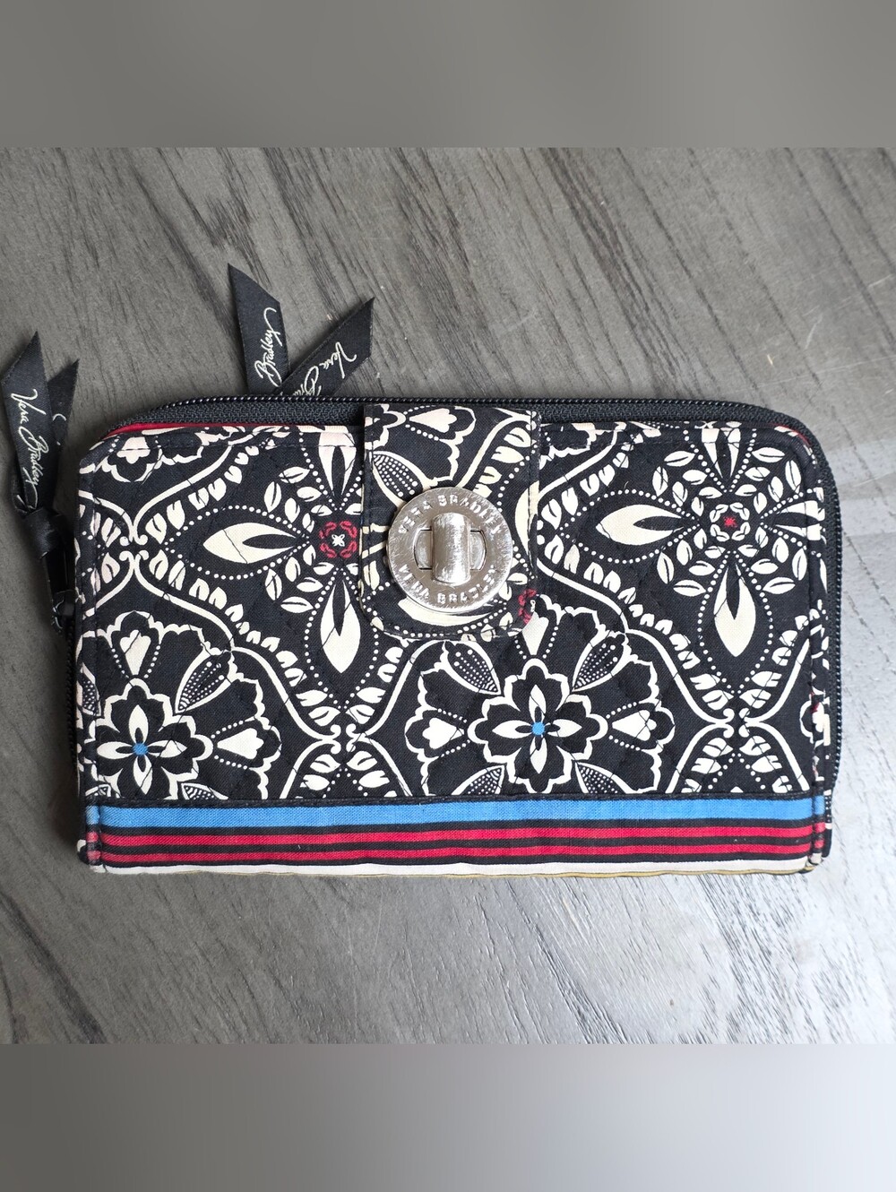Vera Bradley Barcelona Print Turn-lock Zip Wallet
